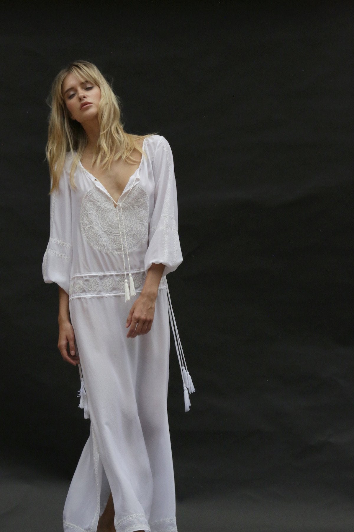 Embroidered Long Boho Caftan Caftans Marie France Van Damme 
