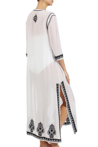 Embroidered Long Silk Chiffon Caftan Tunics Marie France Van Damme 