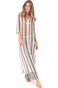Embroidered Long Silk Chiffon Caftan Tunics Marie France Van Damme 