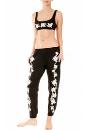 Embroidered Rose Jogging Pants Marie France Van Damme 0 Black 