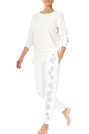 Embroidered Rose Jogging Pants Marie France Van Damme 0 White 