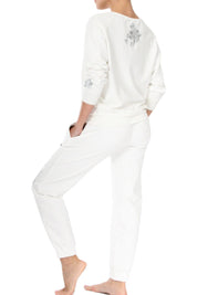 Embroidered Rose Jogging Pants Marie France Van Damme 