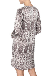 Embroidered Silk Satin Printed Dress Tunics Marie France Van Damme 