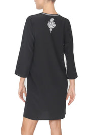 Embroidered Silk Solid Dress Marie France Van Damme 