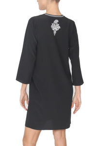 Embroidered Silk Solid Dress Marie France Van Damme 