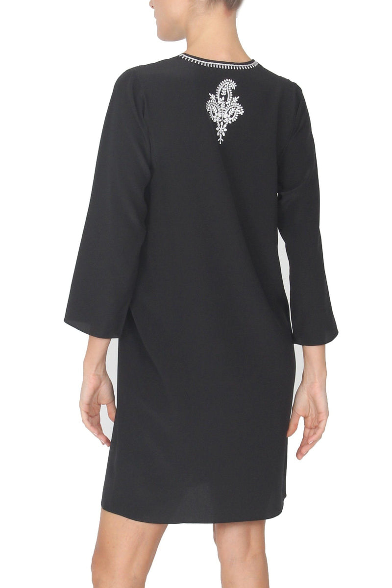 Embroidered Silk Solid Dress Marie France Van Damme 