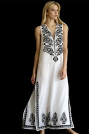 Embroidery Silk Sleeveless Long Dress Dresses Marie France Van Damme 