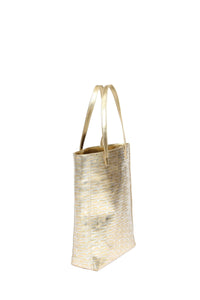 Gold Monogram Small Leather Tote Accessories Marie France Van Damme 