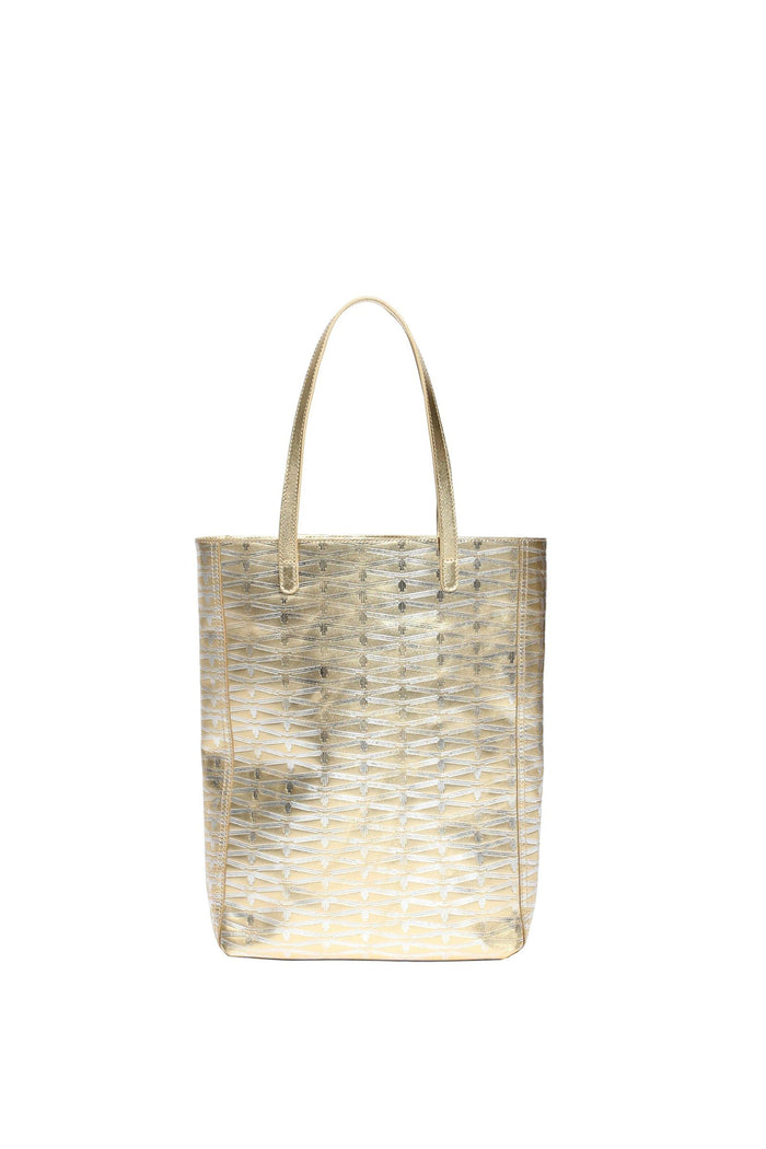 Gold Monogram Small Leather Tote Accessories Marie France Van Damme Gold/Silver 