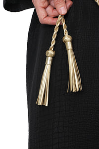 Leather Braided Belt with Tassels Marie France Van Damme 