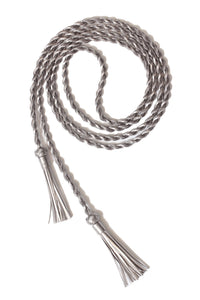 Leather Braided Belt with Tassels Marie France Van Damme One Size Silver 
