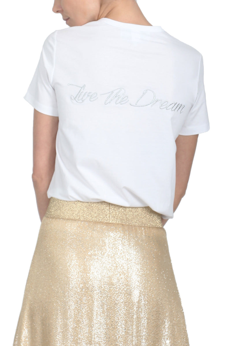 Live the Dream T Shirt Marie France Van Damme 0 White Silver 