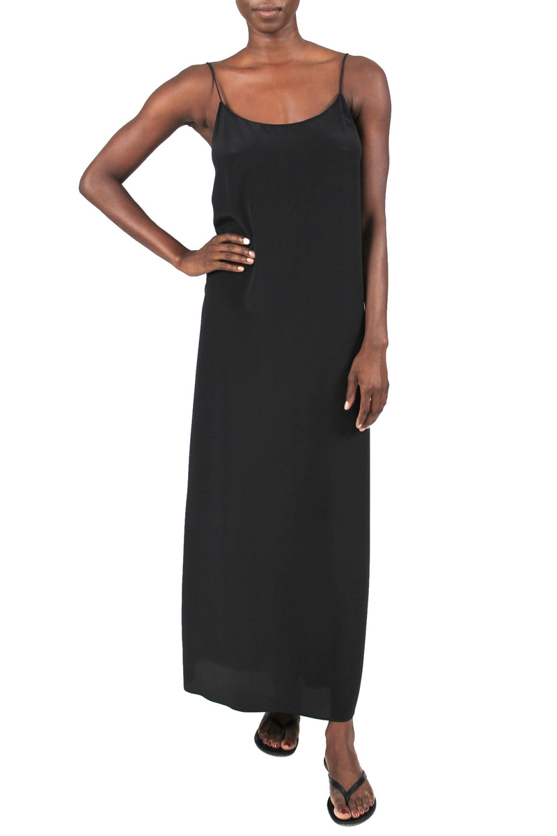 Long Crepe de Chine Cami Dress Marie France Van Damme 0 Black 