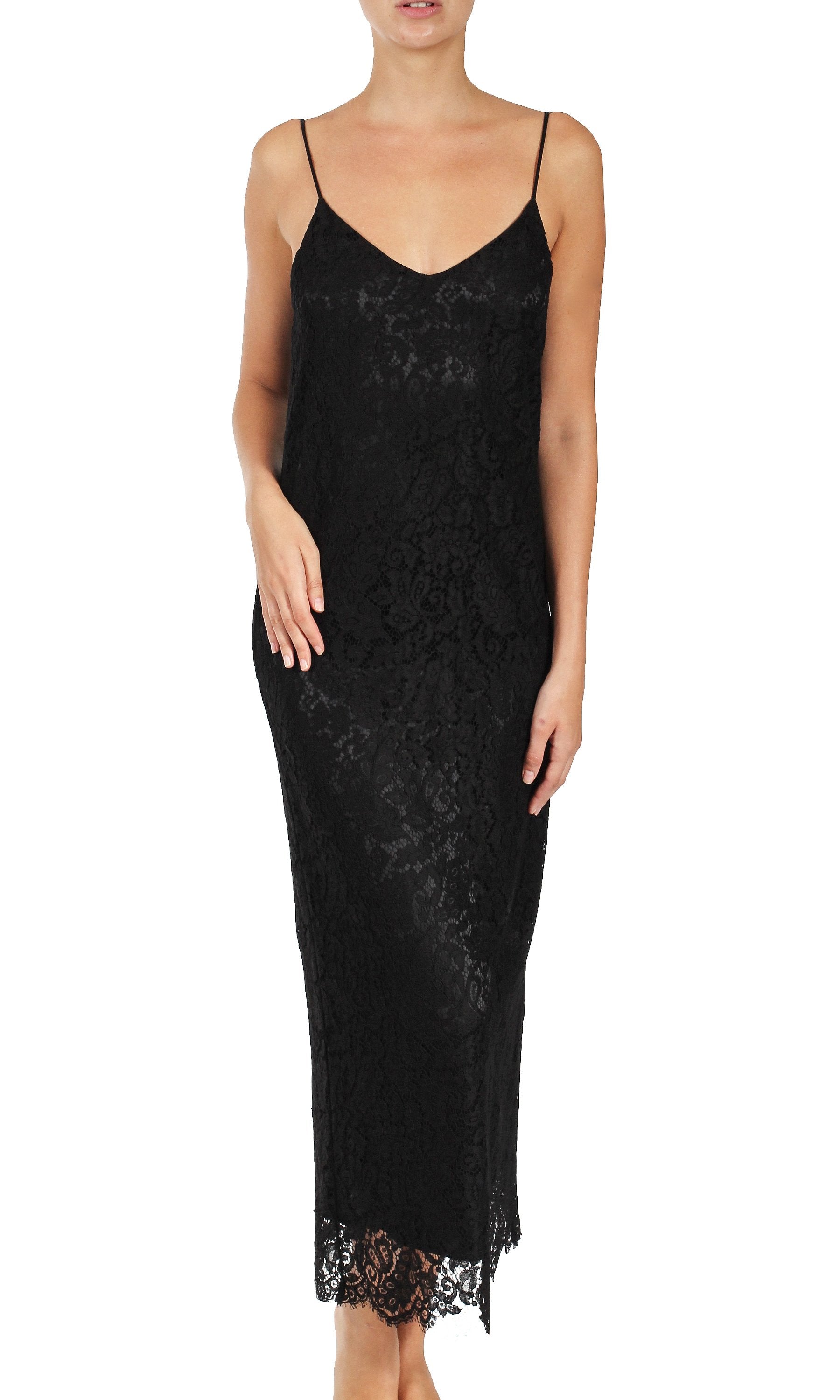 Long Lace Cami Dress Dresses Marie France Van Damme 0 Black 