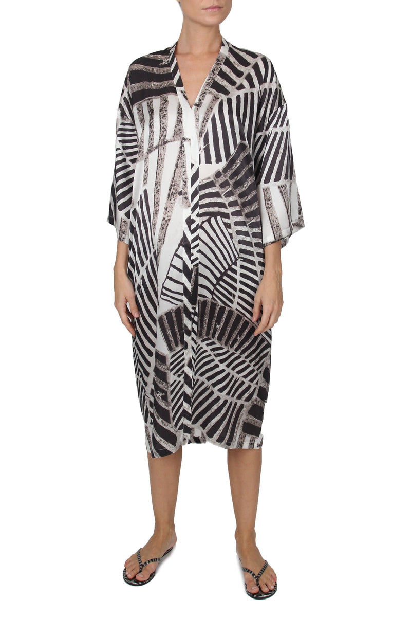 Long Sleeve Printed Midi Dress Dresses Marie France Van Damme 0 Zebra Palm 