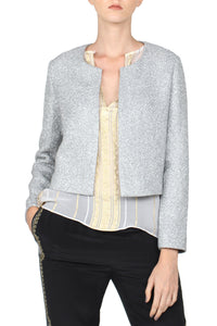 Metallic Boucle Jacket Outerwear Marie France Van Damme 0 Silver 