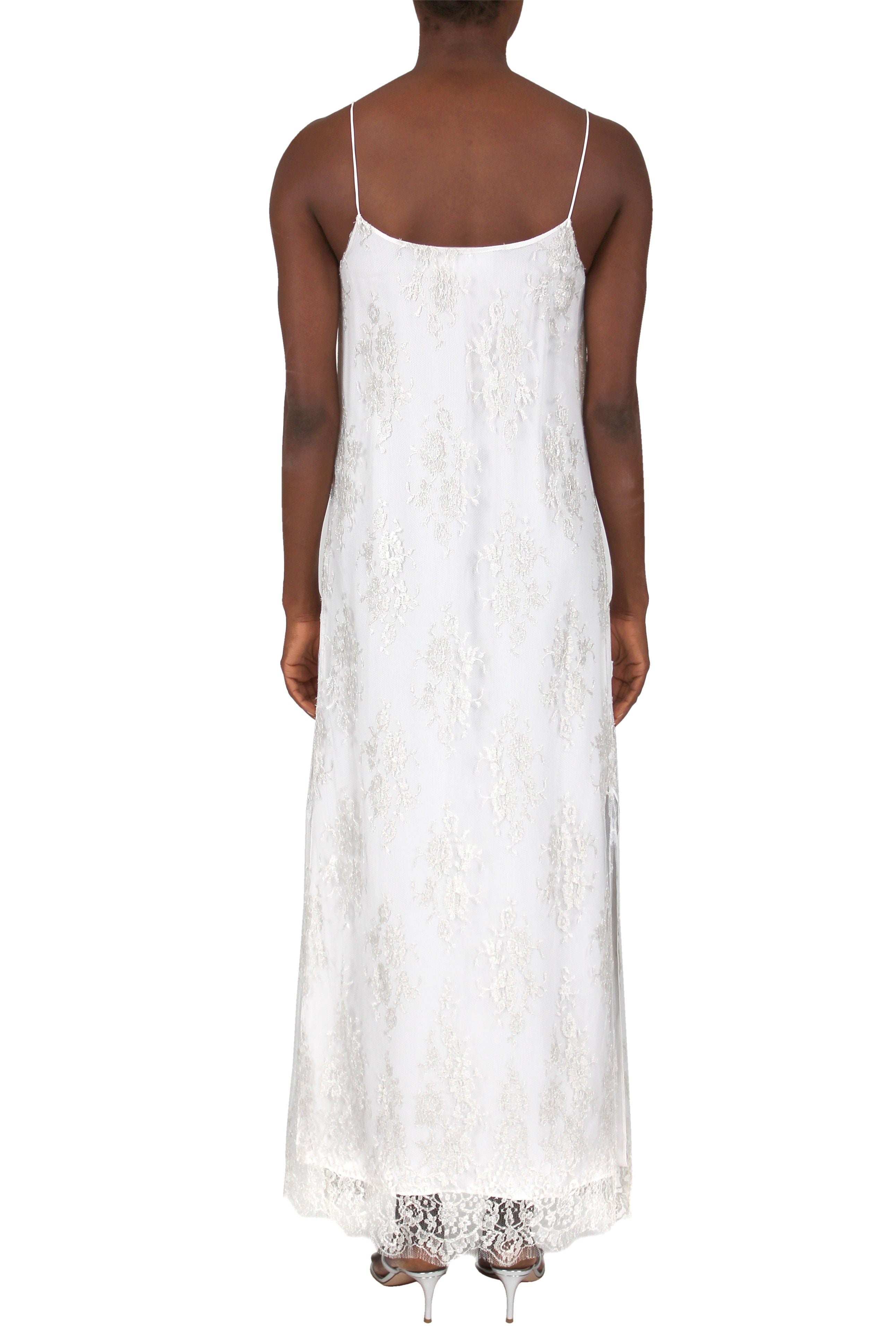 Metallic Long French Lace Cami Dress Marie France Van Damme 