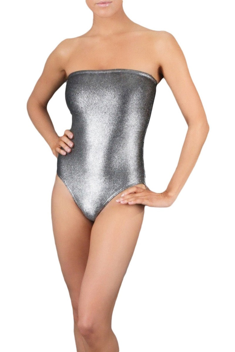 Metallic Milady Bustier Swimwear Marie France Van Damme Silver 0 