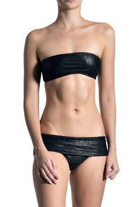 Metallic Rafia Bikini Bandeau Swimwear Marie France Van Damme Black 0 