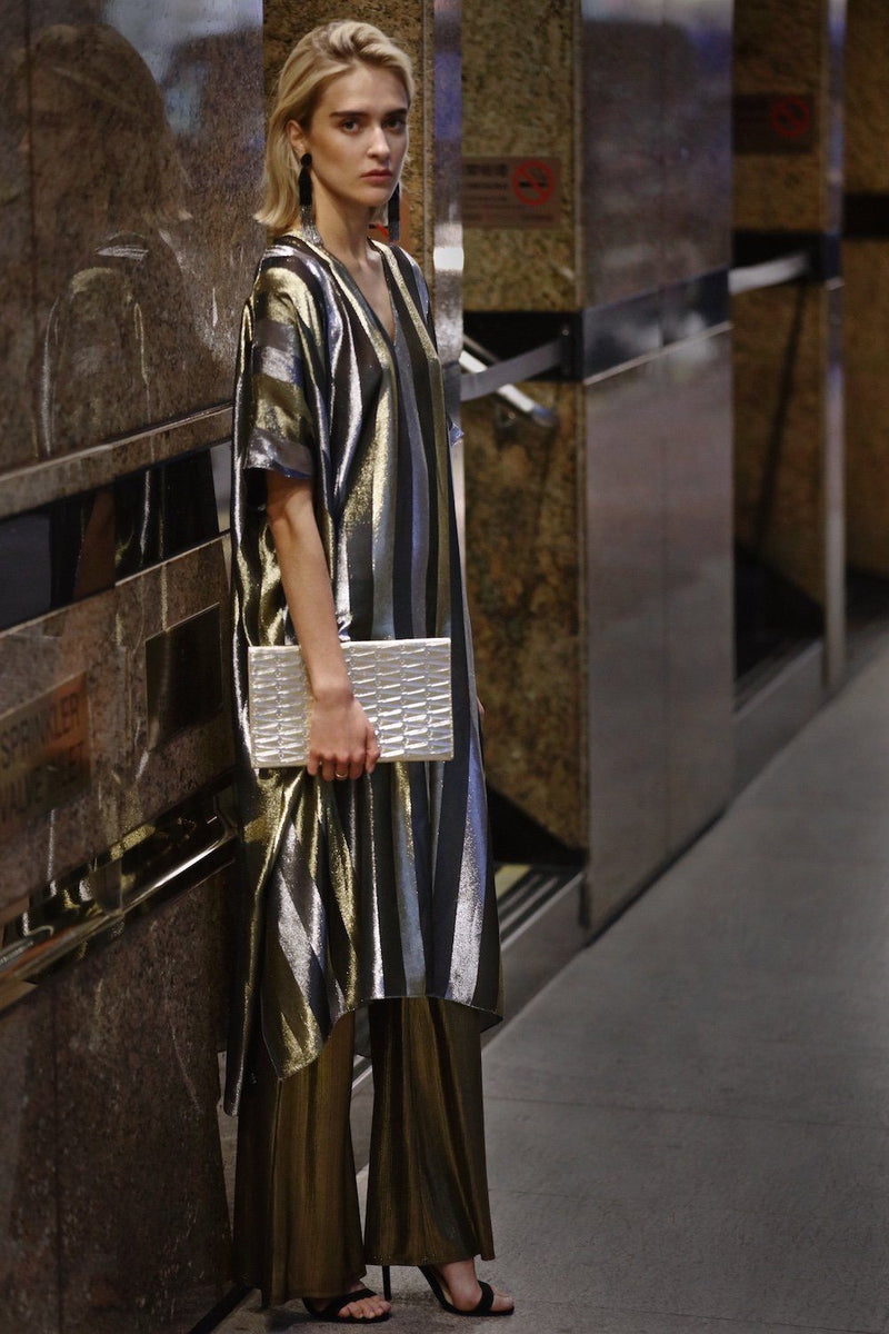 Metallic Stripe Midi Boubou Marie France Van Damme 