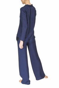 Navy Lurex Pyjama Pants City Pyjamas Marie France Van Damme 0 Navy 