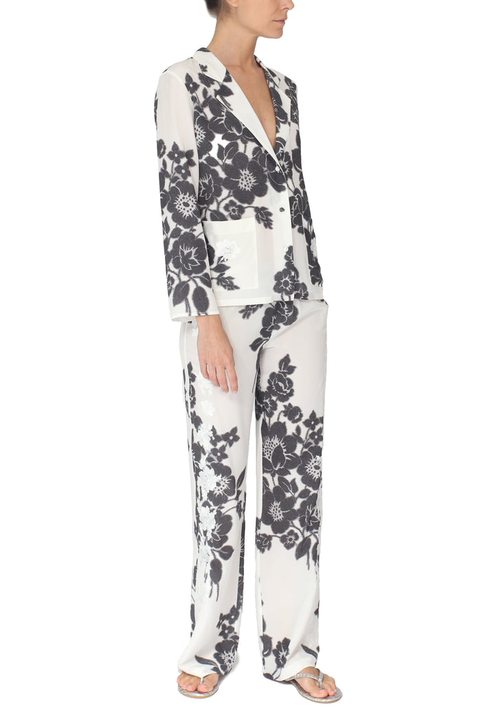 Pajama Pants Pants Marie France Van Damme 0 White Black Rose 