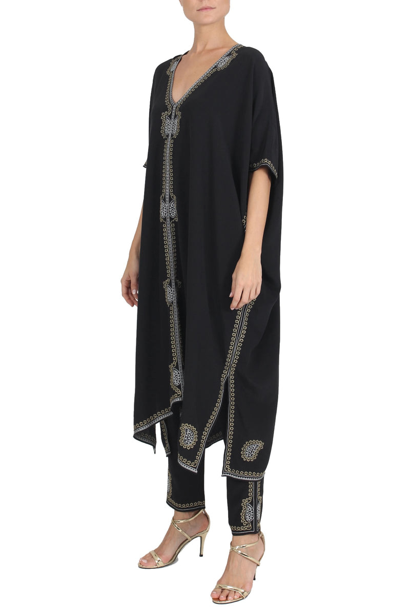 Raindrop Crepe de Chine Midi Boubou Caftans Marie France Van Damme 