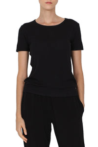 Ribbed Crew Neck Tee Marie France Van Damme 0/1 Black 