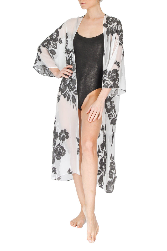 Rose Babani Cover Up Marie France Van Damme One Size White Black 