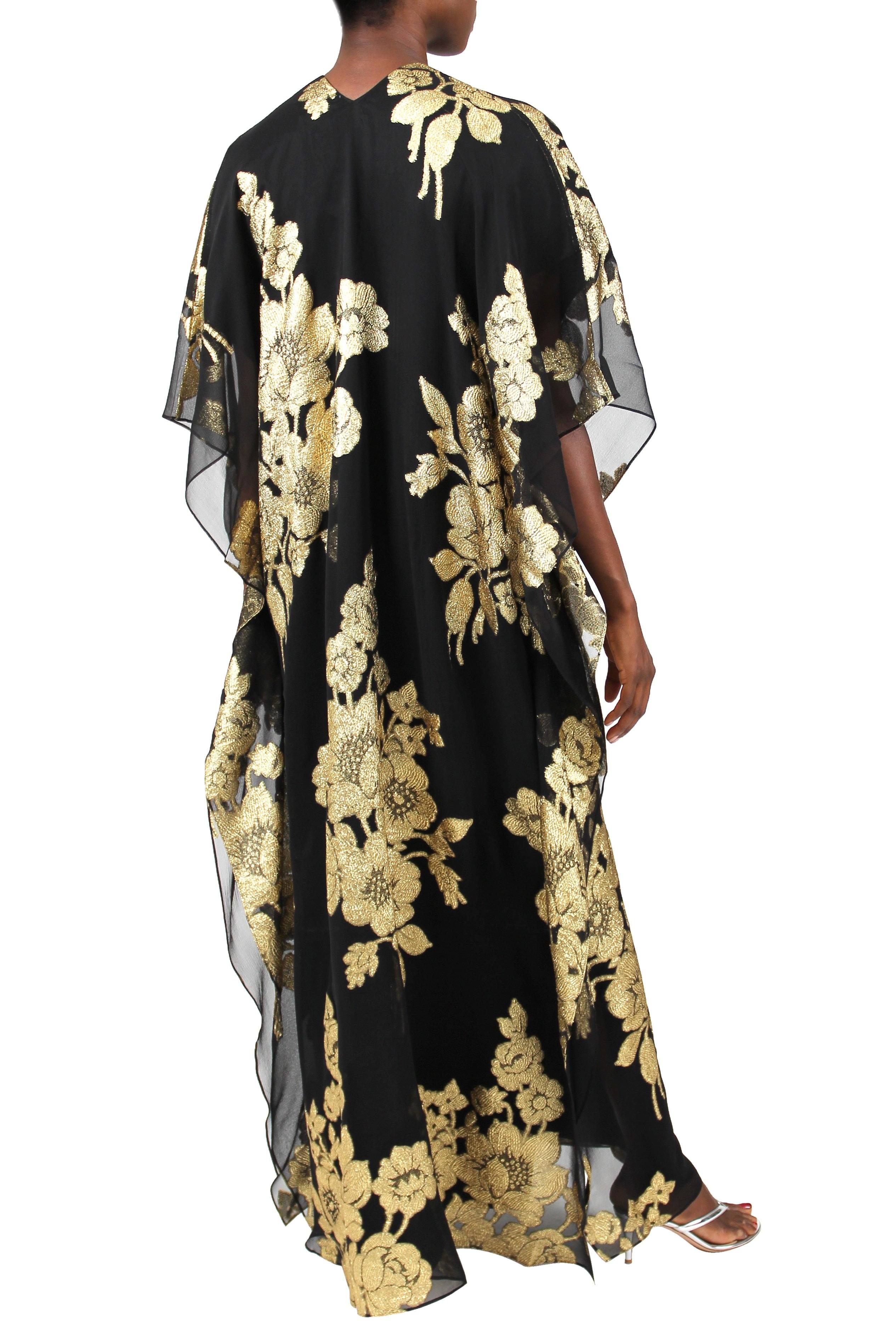 Rose Flower Metallic Boubou Caftans Marie France Van Damme 