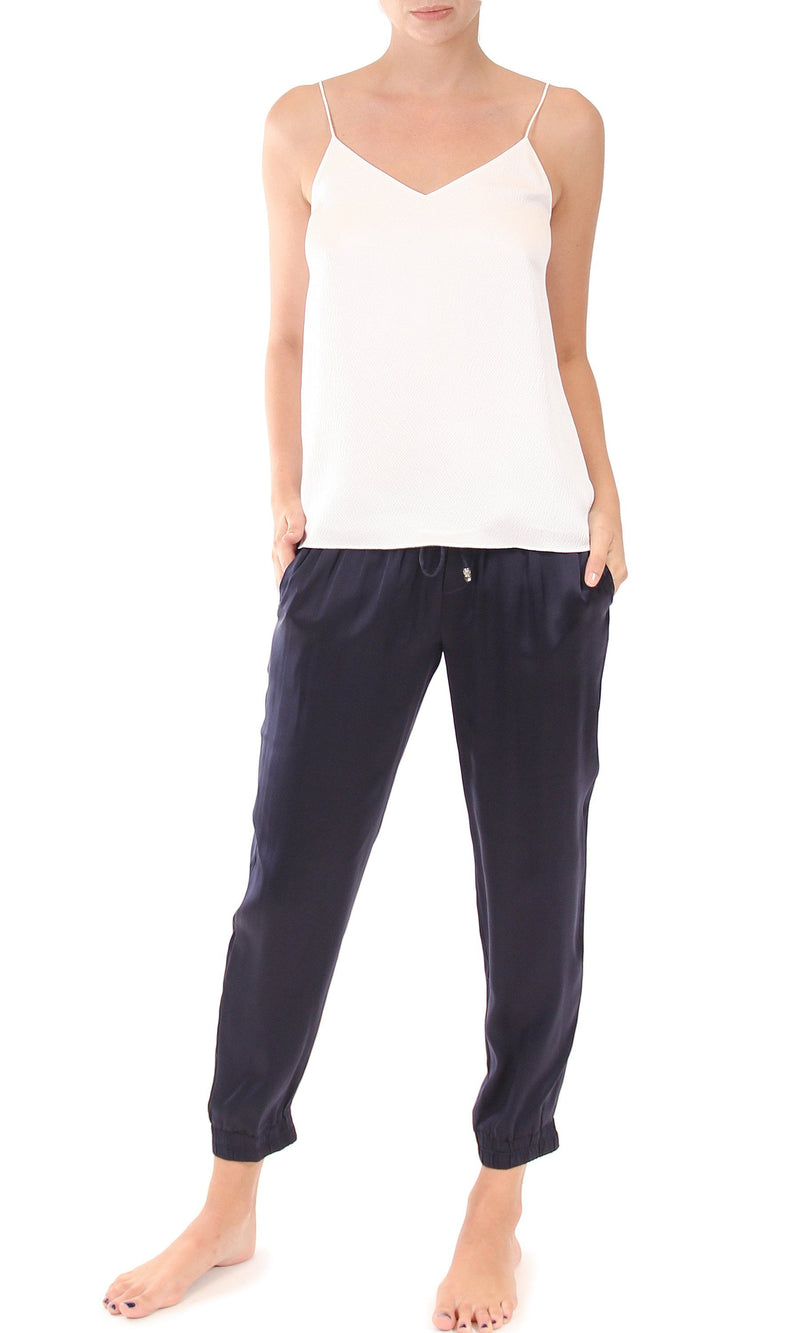 Satin Track Pants Pants Marie France Van Damme Midnight Blue 0 