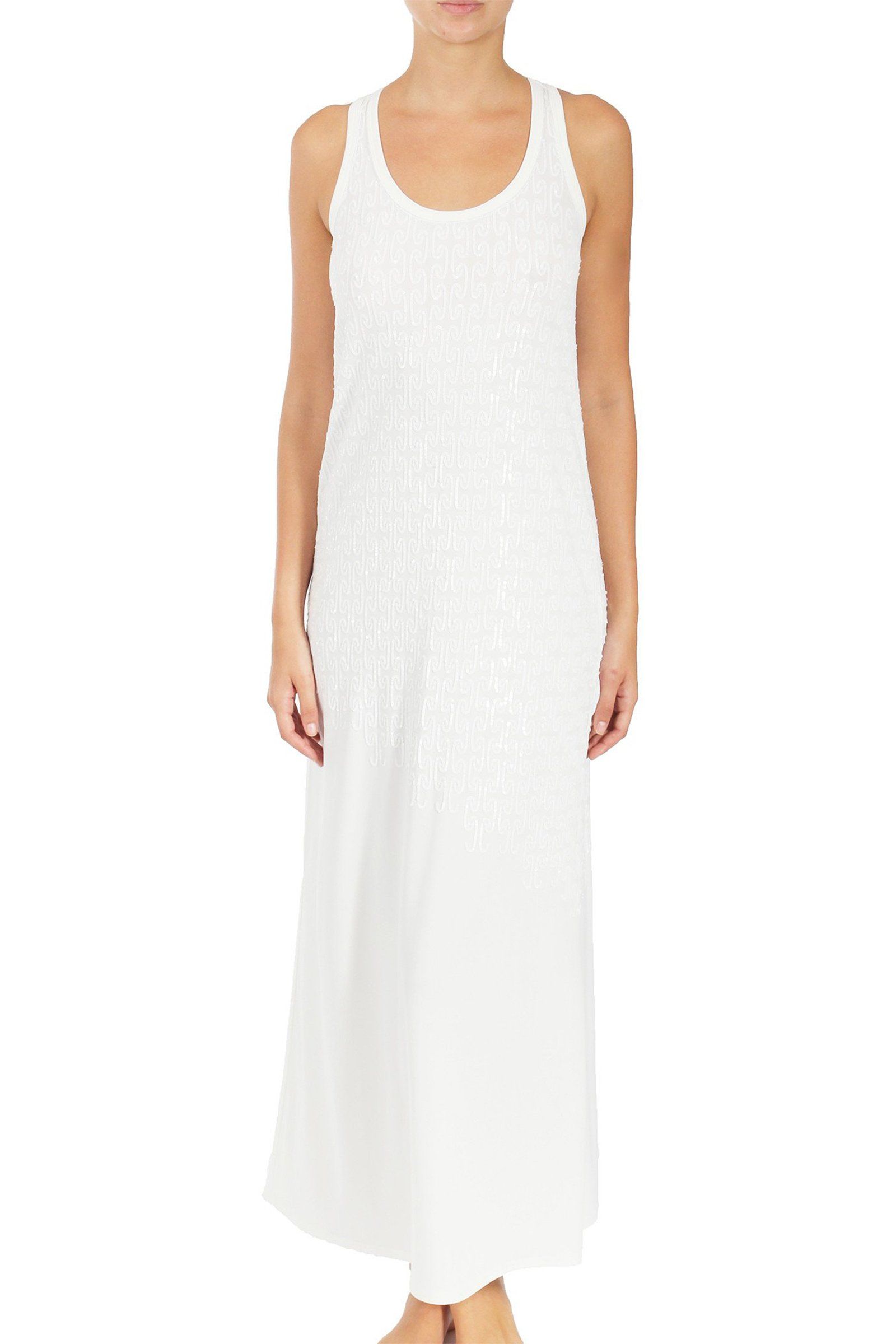 Sequined Racer Back Jersey Dress Dresses Marie France Van Damme White 0 