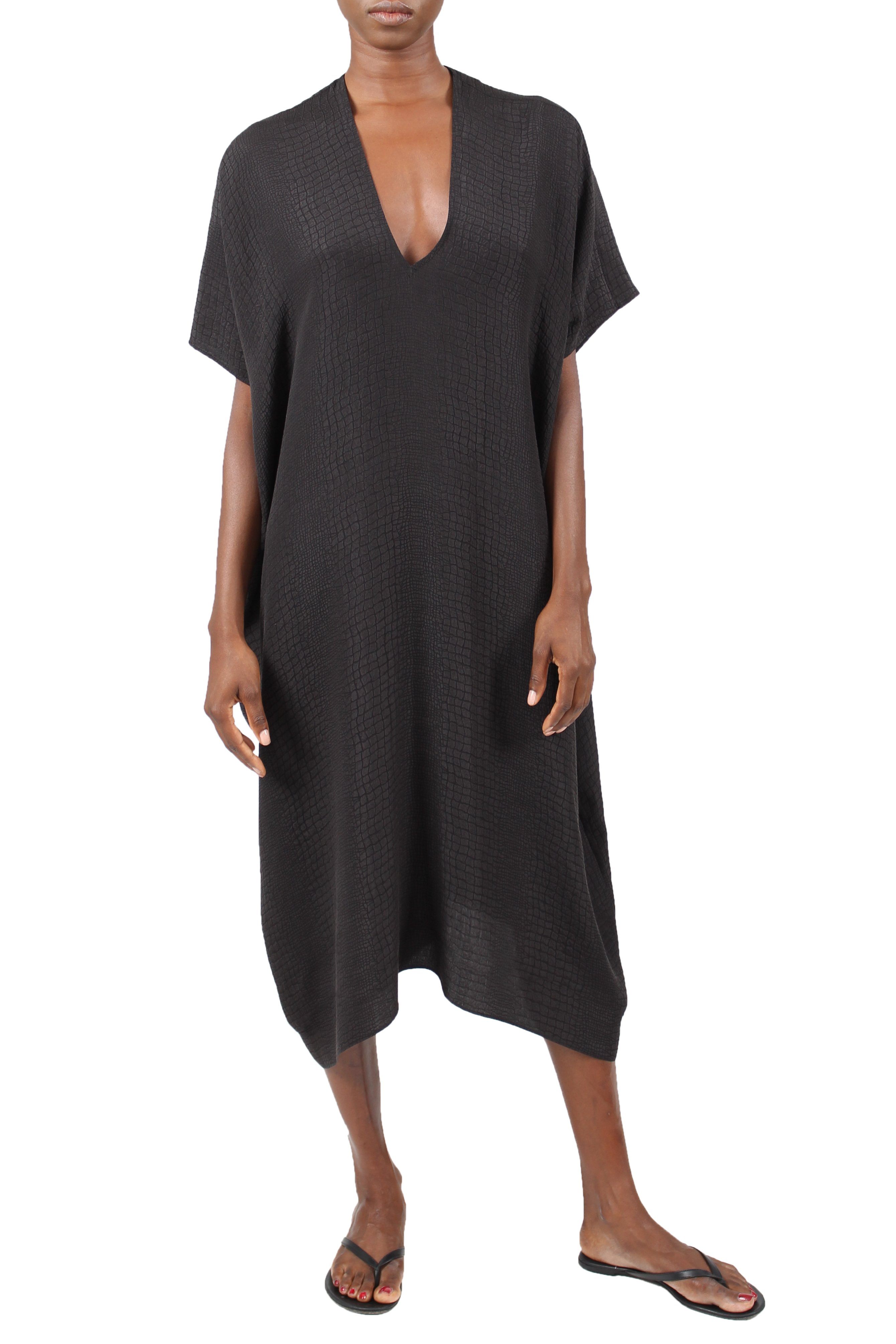 Silk Croco Jacquard Midi Boubou Marie France Van Damme One Size Black 