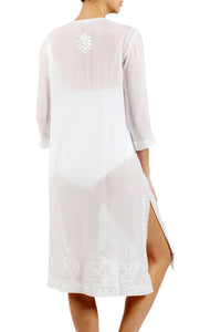 Silk Embroidered Midi Length Tunic Tunics Marie France Van Damme 