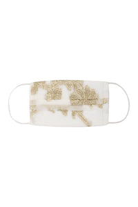 Silk Jacquard Mask Marie France Van Damme One Size White Gold Arabesque 