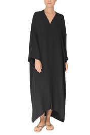 Silk Long Sleeve Croco Jacquard Boubou Marie France Van Damme One Size Black 