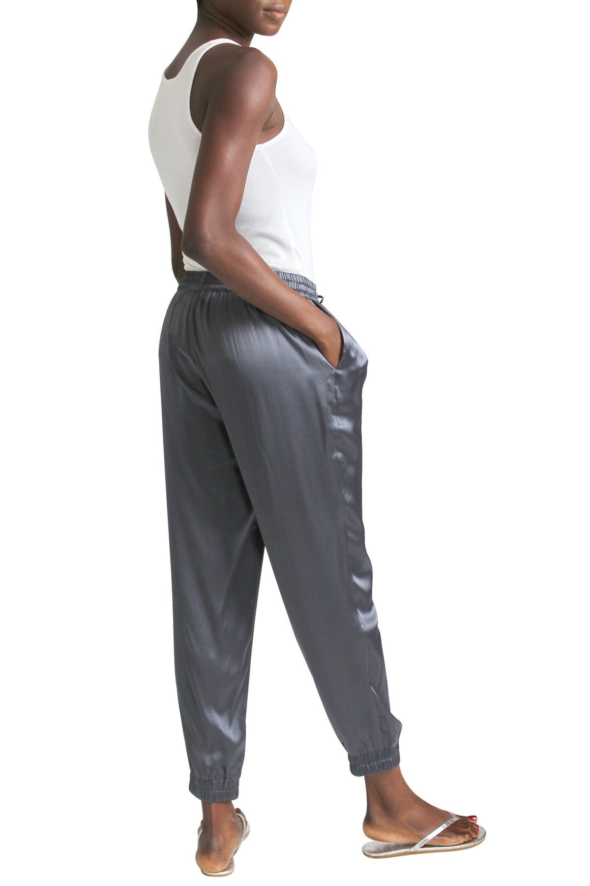 Silk Satin Track Pants Pants Marie France Van Damme 