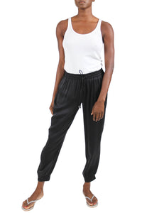 Silk Satin Track Pants Pants Marie France Van Damme Black 0 