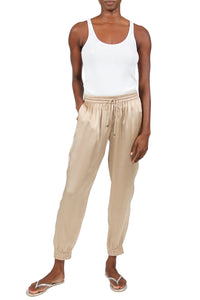 Silk Satin Track Pants Pants Marie France Van Damme Nude 0 