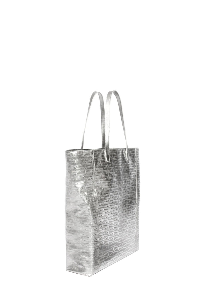 Silver Monogram Large Leather Tote Accessories Marie France Van Damme 
