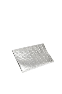 Silver Monogram Metallic Leather Clutch Accessories Marie France Van Damme 