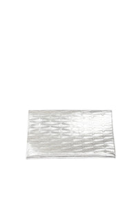 Silver Monogram Metallic Leather Clutch Accessories Marie France Van Damme Silver/Silver 