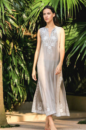SLEEVELESS LONG EMBROIDERED CAFTAN Tunics Marie France Van Damme 