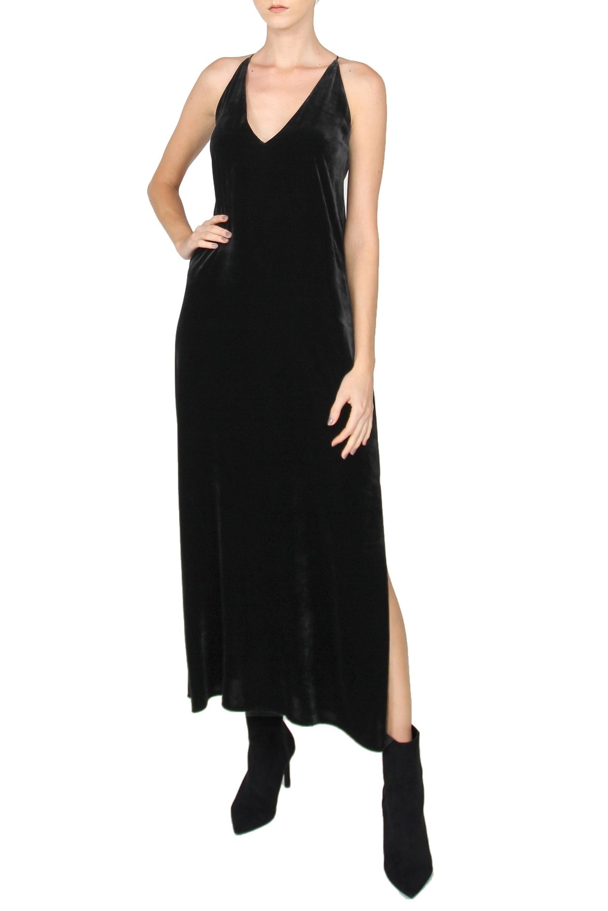 Velour Long Dress Dresses Marie France Van Damme 0 Black 