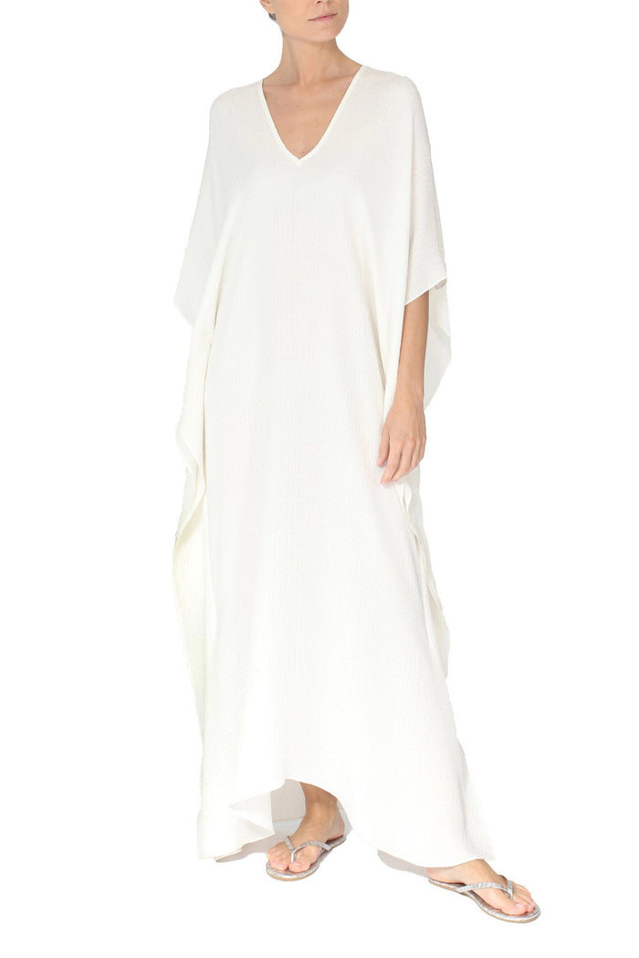 White Silk Croco Jacquard Boubou Caftan Caftans Marie France Van Damme White Croco One Size 